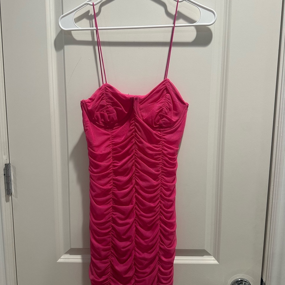 Zara Pink Ruched Mini Dress